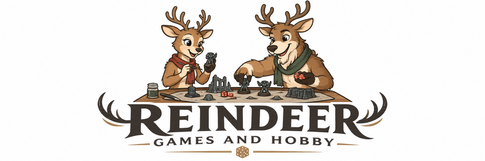 Reindeer Games and Hobby — Goldie and Dale playing tabletop miniatures